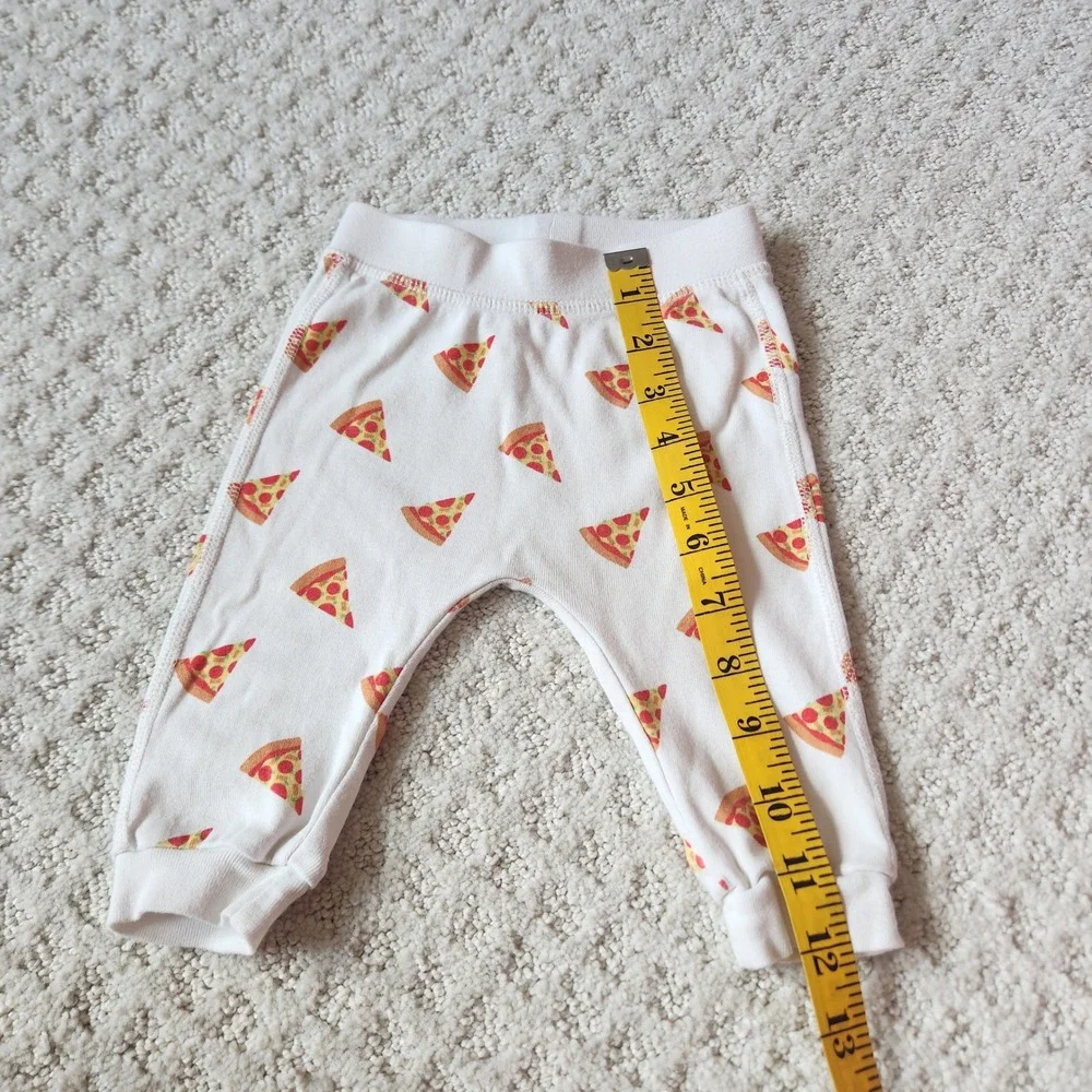 100%‎ Organic Cotton Pizza Print Baby Jogger Pants White size 3-6 Months